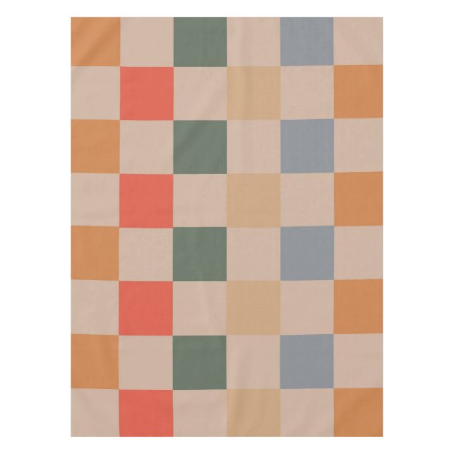 Mantel Naranja azul beige Brown Checkered Gingham Pattern (Anverso)
