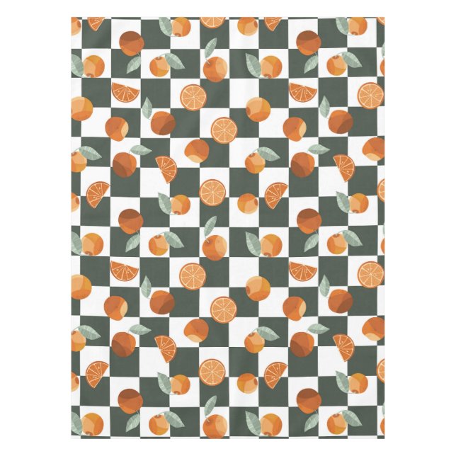 Mantel Naranja Bliss Dark Checkers Verde azulados (Anverso)