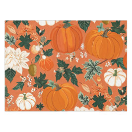 Mantel Naranja Boho Calabaza Patrón floral otoñal