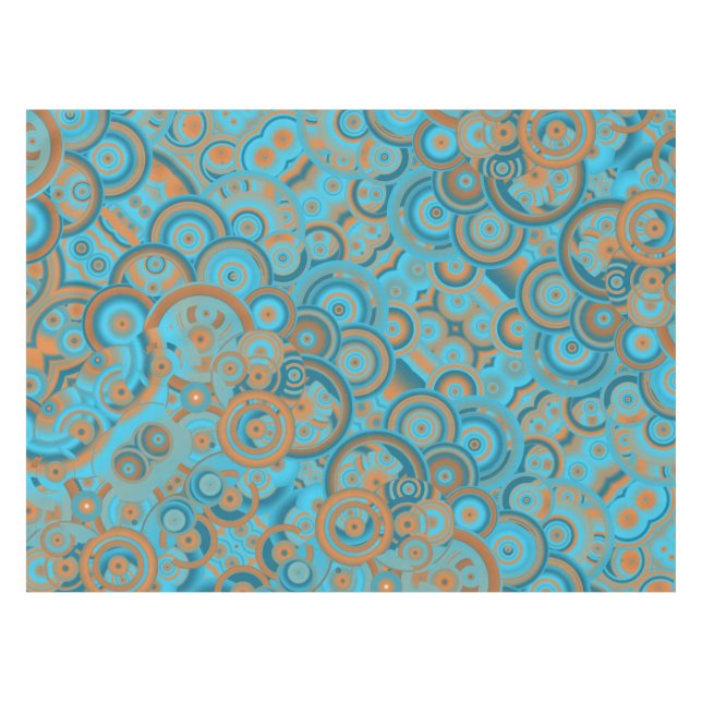 Mantel Naranja de gradiente Círculo Concéntrico Turquesa  (Frente (Horizontal))