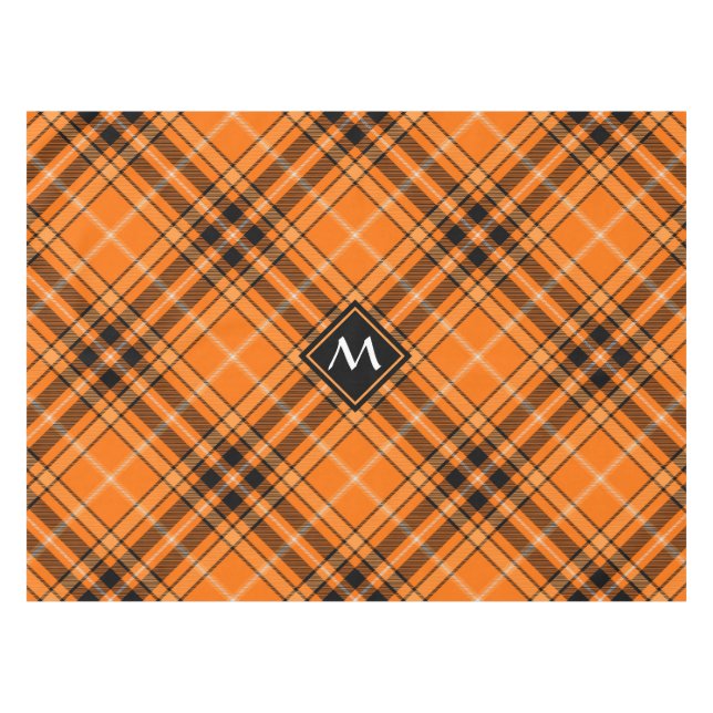 Mantel Naranja de Halloween Tartan (Frente (Horizontal))