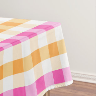 Mantel Naranja de patrones de gingham de diseñador y rosa