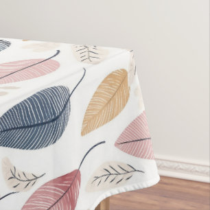 Mantel Naranja de rosa blanca hojas de boho azul