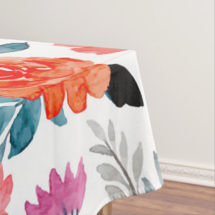 Mantel Naranja Flores acuarelas