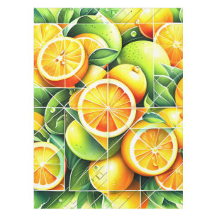 Mantel Naranja Limón Botánico Cítrico Geométrico