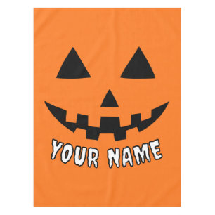 Mantel Naranja personalizado Calabaza Halloween su nombre