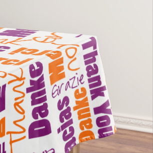 Mantel Naranja púrpura multilingüe Gracias Tipografía