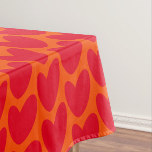 Mantel Naranja retro con corazones rojos Groovy