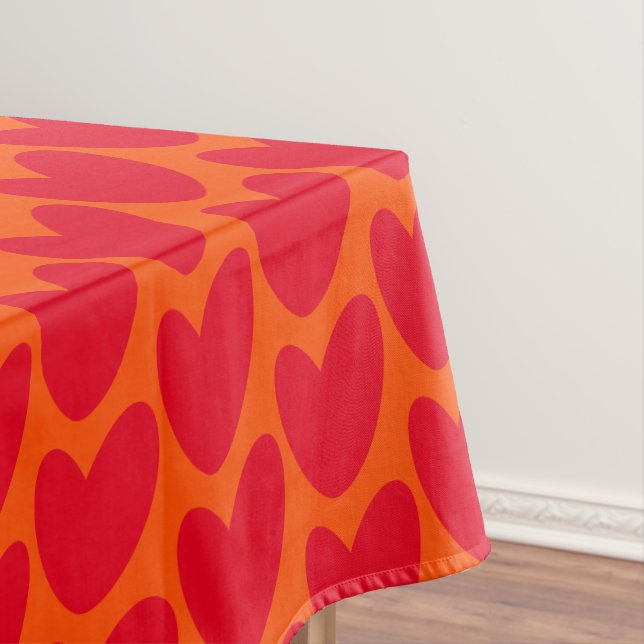 Mantel Naranja retro con corazones rojos Groovy (In Situ)