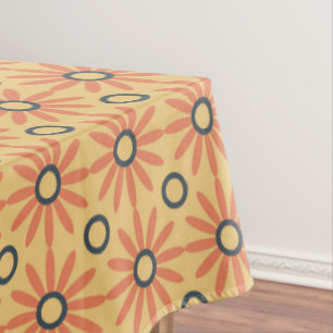 Mantel Naranja retro y patrón de floral de corte negro ab