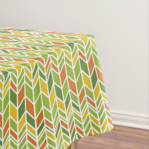 Mantel Naranja Retro Zig-Zag y Chevron Verde