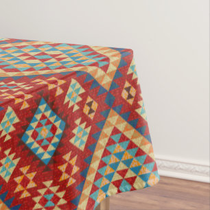 Mantel Naranja Verde azulado azul rojo Patrón kilim orien