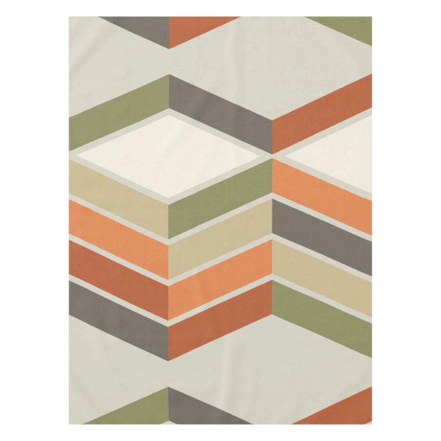 Mantel Naranja verde de franjas diagonales modernas de me (Anverso)