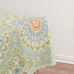 Mantel Naranja verde y Mandala azul diseño Kaleidoscopio