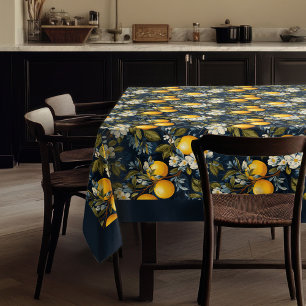 Mantel Naranjas vibrantes del Mediterráneo frutos azul ma