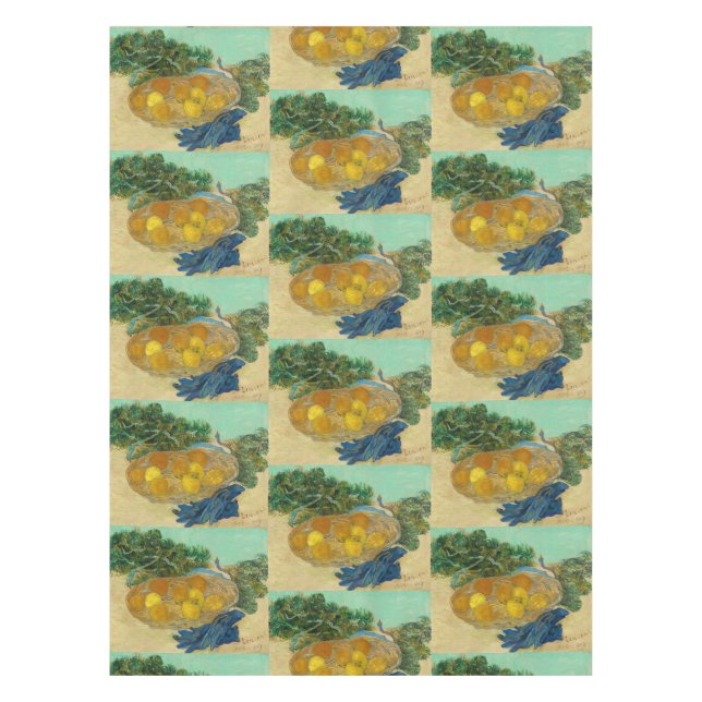 Mantel Naranjas y Lemons con guantes azules de Van Gogh (Anverso)