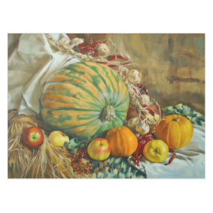 Mantel Naturaleza muerta de cosecha rústica con calabazas