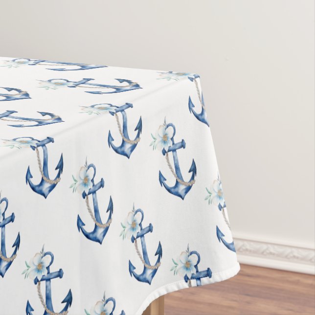 Mantel Nautical Baby Shower Tablecloth | Floral azul de m (In Situ)