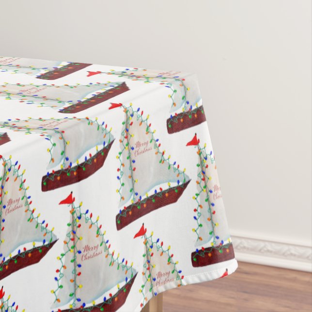 Mantel Nautical Sailboats with Holiday lights harbor boat (In Situ)