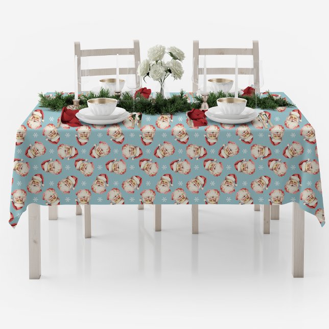 Mantel Navidad Azul Vintage Retro Santa (Subido por el creador)