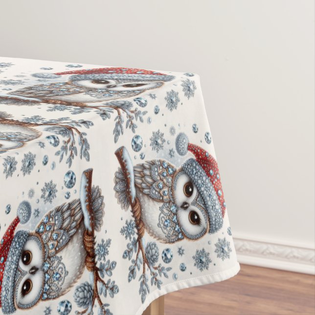 Mantel Navidad Owl Holiday Tablecloth (In Situ)