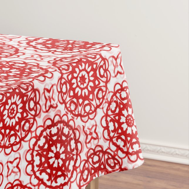 Mantel Navidades acogedores de patrón floral blanco y roj (In Situ)