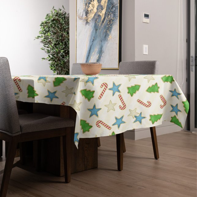 Mantel Navidades adoran feriado Whimsical Cookie Cutouts (Christmas holiday festive colorful cookies table cloth)