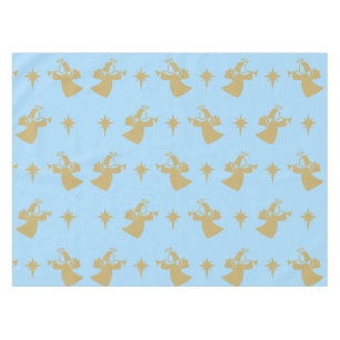 Mantel Navidades Angel Nativity Star Baby Blue Gold