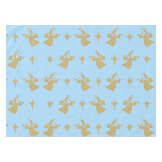 Mantel Navidades Angel Nativity Star Baby Blue Gold (Frente (Horizontal))