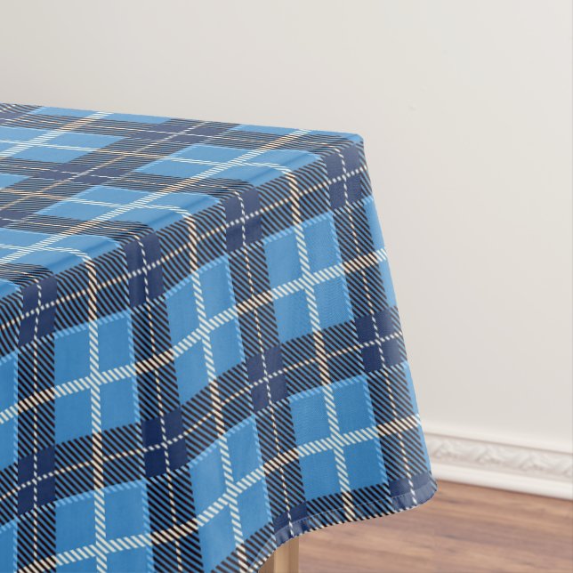 Mantel Navidades Azules Tartán Plaid Holiday Tablecloth (In Situ)