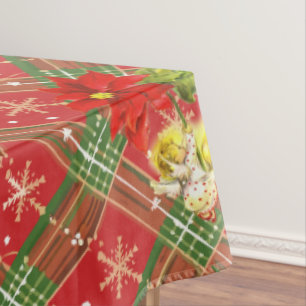 Mantel Navidades bailando ángeles bebés con ropa roja