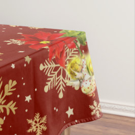 Mantel Navidades bailando ángeles bebés rojos y copos de 