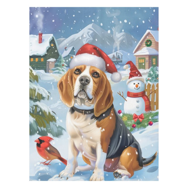 Mantel Navidades Beagle Dog Winter Wonderland Alegría (Anverso)