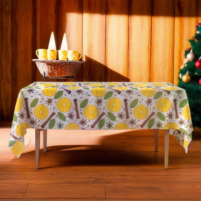 Mantel Navidades blanco picante de vino (Christmas mulled wine spicy white tablecloth)