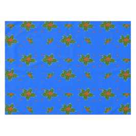 Mantel Navidades con un patrón de moras rojas sobre azul