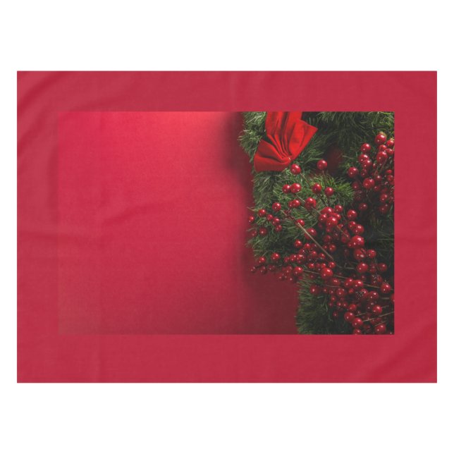 Mantel navidades coronaron con bayas rojas (Frente (Horizontal))