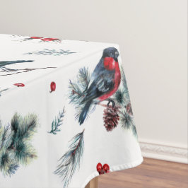 Mantel Navidades de acuarelas holly y bullfinch