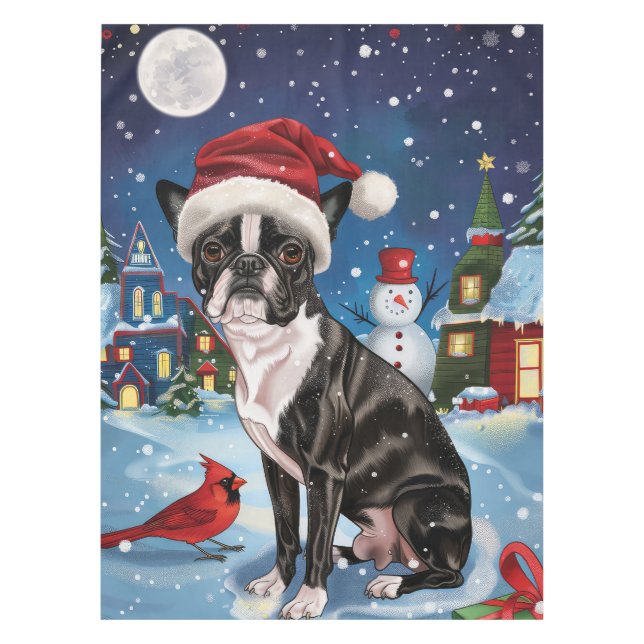 Mantel Navidades de Boston Terrier Dog Winter Wonderland (Anverso)