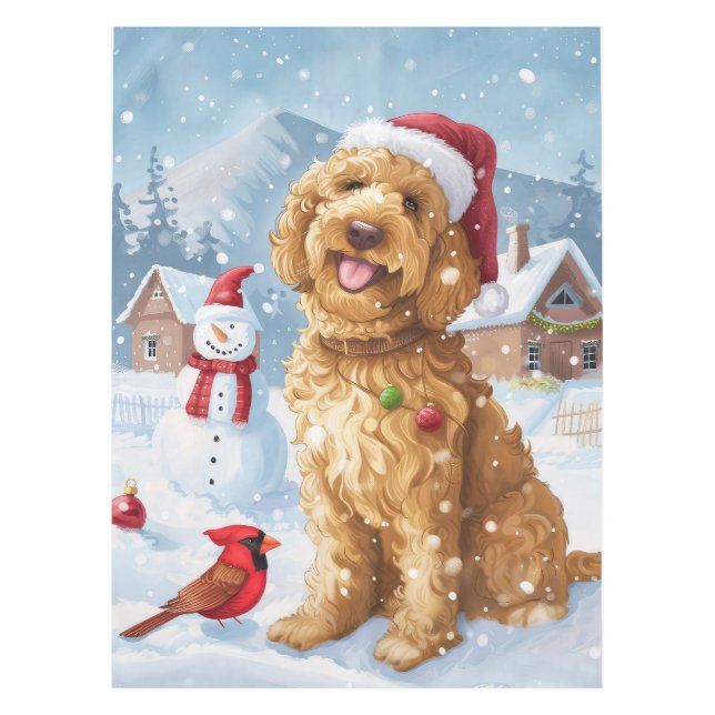 Mantel Navidades de Goldendoodle Winter Wonderland disfru (Anverso)