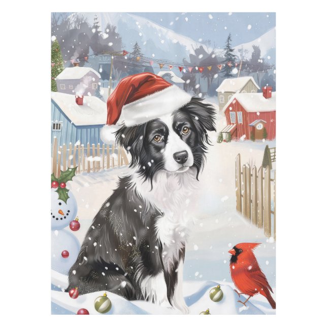 Mantel Navidades de invierno en la frontera de Collie Dog (Anverso)