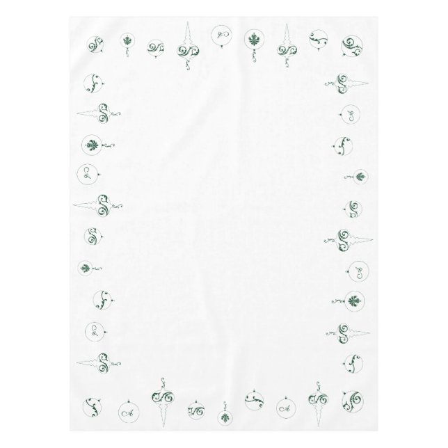 Mantel Navidades de ornamentos en baudible de monograma v (Anverso)