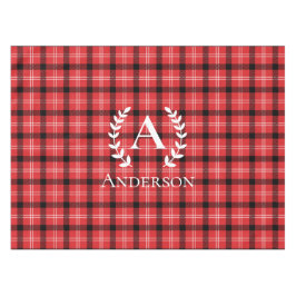 Mantel Navidades de placas rojas y negras de nombre perso