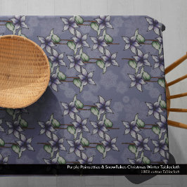 Mantel Navidades de Poinsettias Púrpura y Copos de Nieve 