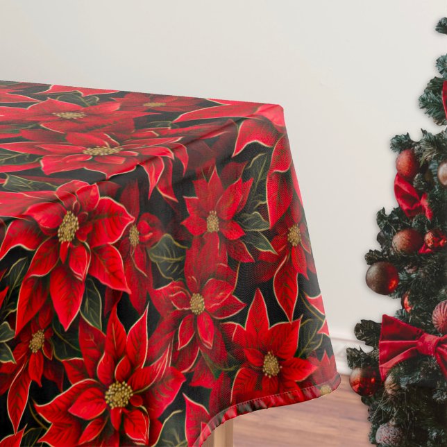 Mantel Navidades de vacaciones rojas Patrón de puninsetti (Subido por el creador)