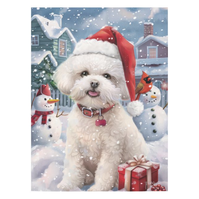 Mantel Navidades del Bichon Frise Dog Winter Wonderland A (Anverso)