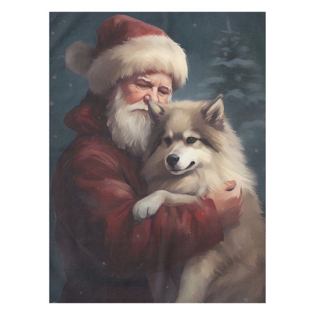 Mantel Navidades del festival Lapphund Santa Claus en Fin (Anverso)