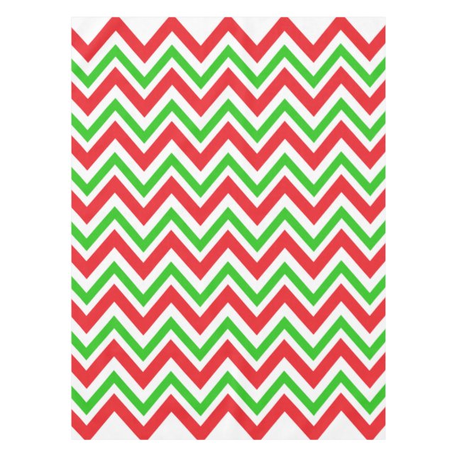 Mantel Navidades del patrón Chevron rojo y verde (Anverso)