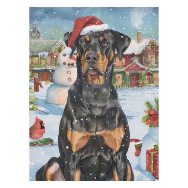 Mantel Navidades Doberman Winter Wonderland (Anverso)
