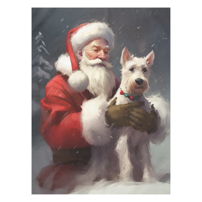 Mantel Navidades festivos de Wire Fox Terrier Santa Claus (Anverso)