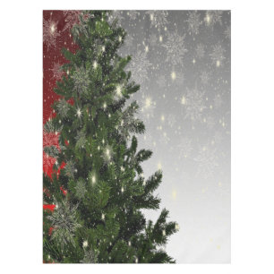 Mantel Navidades Fiesta Green Tree Red Silver Snowflakes